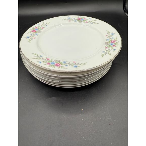 set of 6 Vtg Florenteen Fine China Lunch Salad Plates Fantasia Pattern Japan - Picture 4 of 5